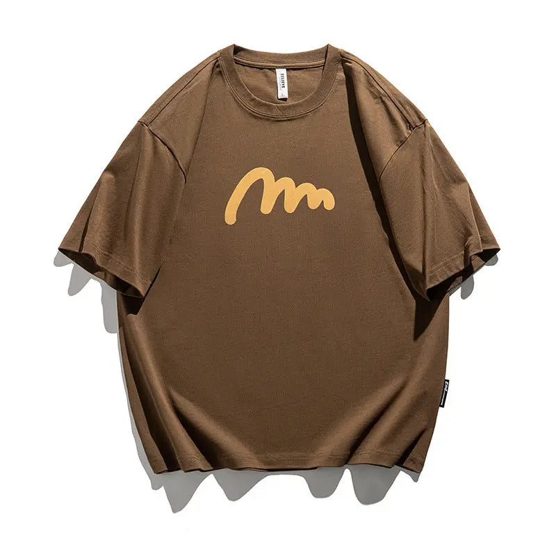 Fashion Cotton Print Short Sleeve T-shirt Men Novara Shop  36.58 Novara Shop Brown / XL  36.58