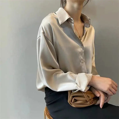 Woman Spring Autumn Style Blouses Shirts Lady Casual Long Sleeve Turn-down Collar Blusas Tops DF4849 Novara Shop   Novara Shop