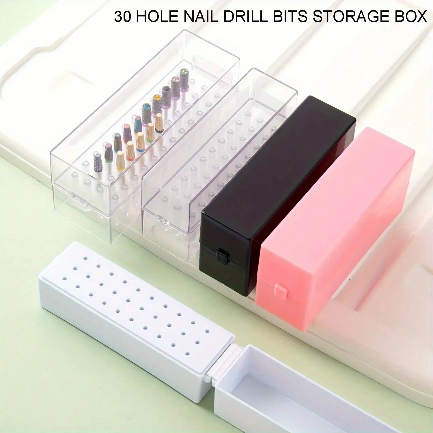 30/100 Hole 1PC of Various Styles Portable Organizer for Storing And Organizing Nail Drill Bits, Featuring a Dustproof Base Novara Shop