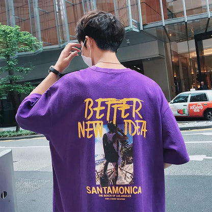 Short Sleeve Men T-shirt Trendy Clothes Summer Loose Half Novara Shop  28.85 Novara Shop Purple / XL  28.85