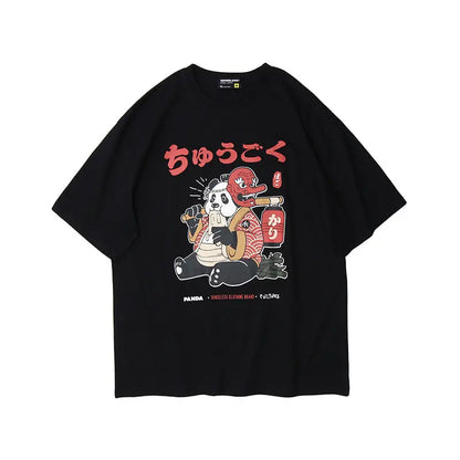 Japanese panda print T-shirt men and women Novara Shop   Novara Shop