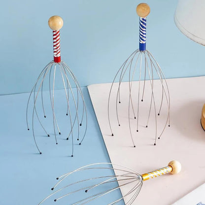 1PC Octopus Head Massager Stainless Steel Engraved Head Relaxer Brain Massage Claw Scalp Scratcher Itch Reliever Random Color Novara Shop   Novara Shop