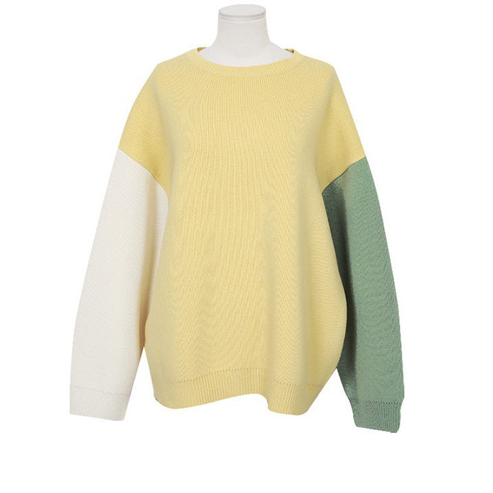 Contrast knit sweater lazy sweater Novara Shop   Novara Shop