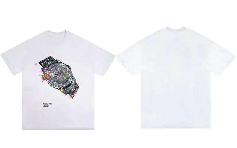 Watch Print Short-sleeved T-shirt Men Novara Shop   Novara Shop