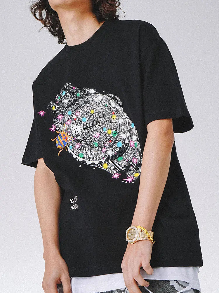 Watch Print Short-sleeved T-shirt Men Novara Shop   Novara Shop