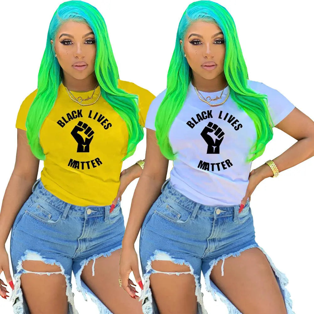Letter print T-shirt top women Novara Shop   Novara Shop