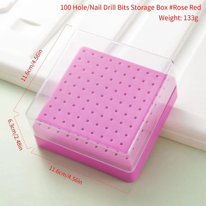30/100 Hole 1PC of Various Styles Portable Organizer for Storing And Organizing Nail Drill Bits, Featuring a Dustproof Base Novara Shop
