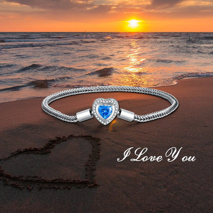 925 Sterling Silver Heart Bead Charm Net Chain for Bracelet - Novarashop