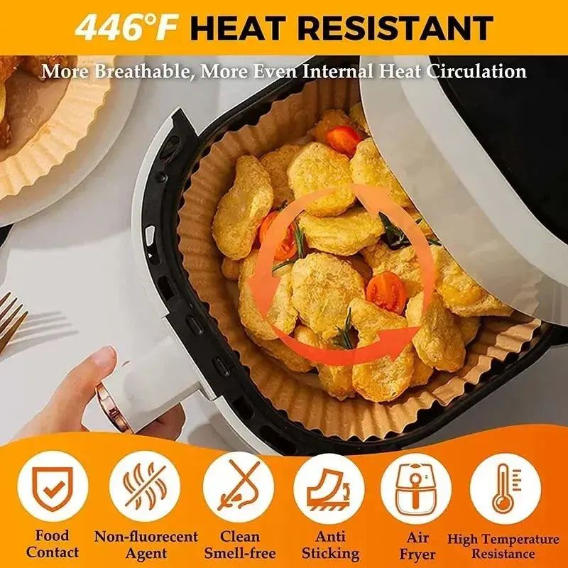 50pcs/set Air Fryer Disposable Paper Parchment Wood Pulp Steamer Cheesecake Air Fryer Accessories Baking Paper For Air Fryer Novara Shop   Novara Shop