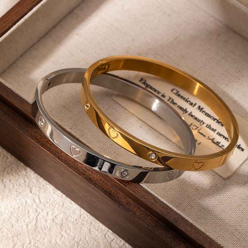 High-grade Titanium Steel Bracelet Gold-plated Diamond Stainless Steel Bracelet Women