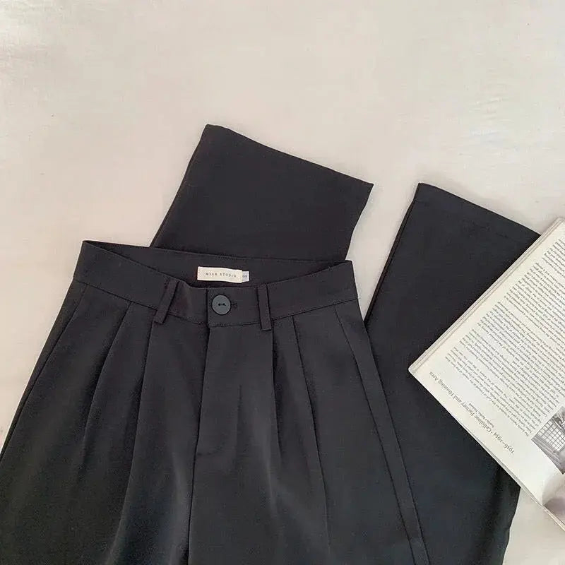 High Waist Women Suit Pants Fall Straight Office Ladies Korean Fashion Trousers Casual Button Loose Female Black Pants New 2024 Novara Shop   Novara Shop