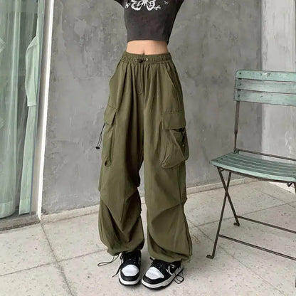 American retro tooling slacks female drape straight beam foot trousers summertime joker loose ins wide-legged pants Novara Shop Women Casual Joggers Tech Pants Solid Low Waist Pants Drawstring Wide Leg Baggy Trousers Y2k Streetwear Oversize Sweatpants  Novara Shop  Women Casual Joggers Tech Pants Solid Low Waist Pants Drawstring Wide Leg Baggy Trousers Y2k Streetwear Oversize Sweatpants