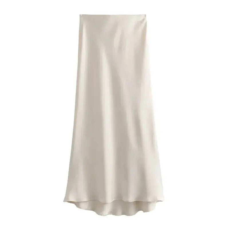 MUJER Woman 2025 Satin Skirt Women High Waist Long Skirts For Women Summer Black Midi Skirt Woman Office Elegant Women&