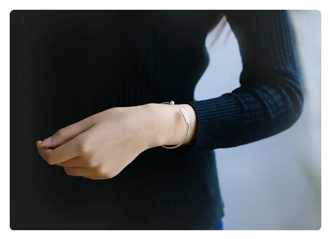 S925 Sterling Silver Leaf Bracelet - Novarashop