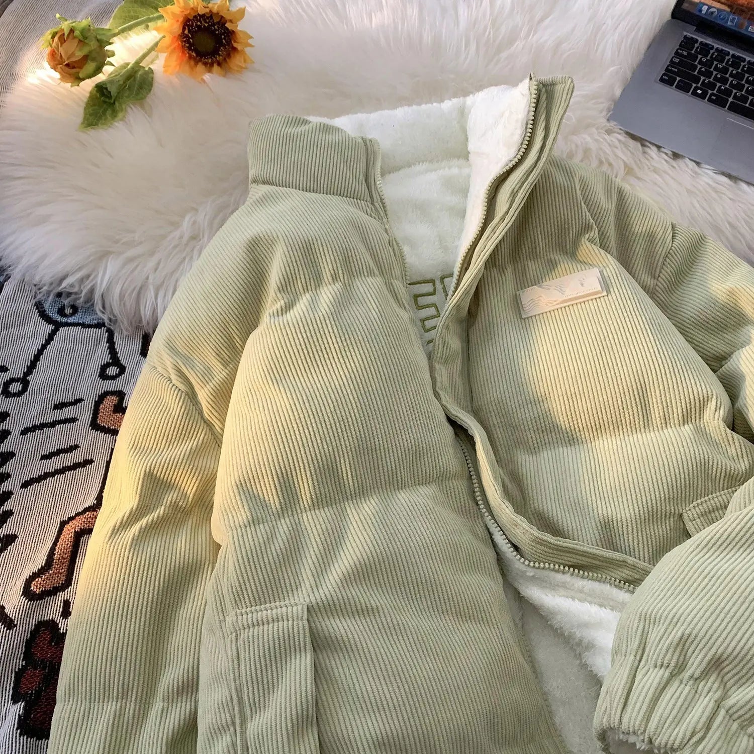 Thickened Double-sided Wear Berber Fleece Cotton Coat Cotton-padded Clothes For Men And Women Novara Shop  118.80 Novara Shop Mustard Green / XL  118.80