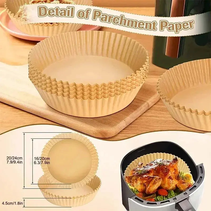 50pcs/set Air Fryer Disposable Paper Parchment Wood Pulp Steamer Cheesecake Air Fryer Accessories Baking Paper For Air Fryer Novara Shop   Novara Shop