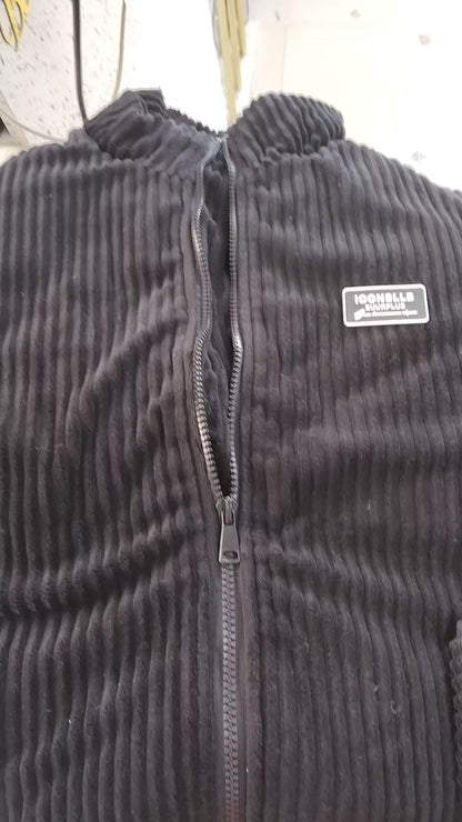 Winter Corduroy Cotton-padded Coat Warm Stand Collar Zipper Jacket Casual Outdoor Streetwear Men&