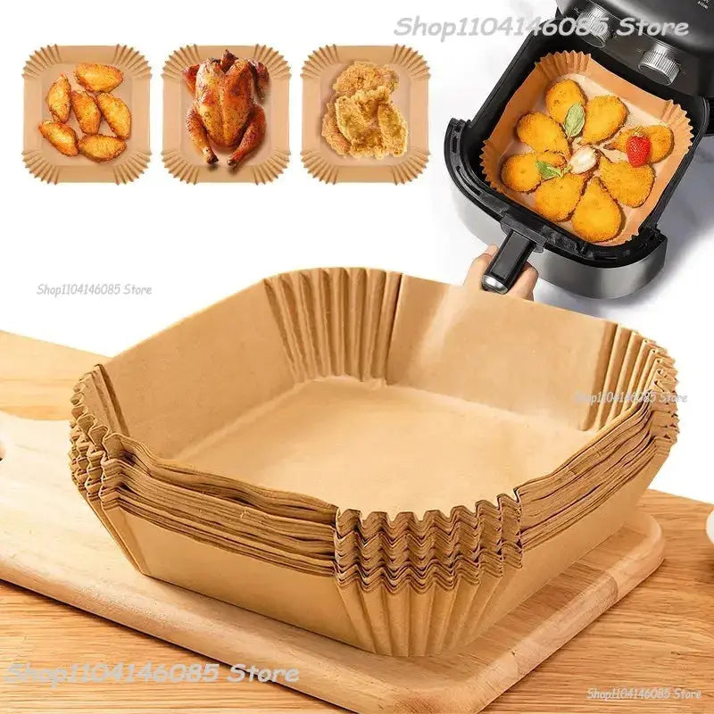 50pcs/set Air Fryer Disposable Paper Parchment Wood Pulp Steamer Cheesecake Air Fryer Accessories Baking Paper For Air Fryer Novara Shop   Novara Shop