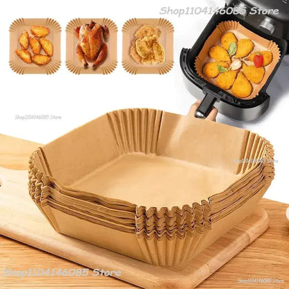 50pcs/set Air Fryer Disposable Paper Parchment Wood Pulp Steamer Cheesecake Air Fryer Accessories Baking Paper For Air Fryer Novara Shop   Novara Shop