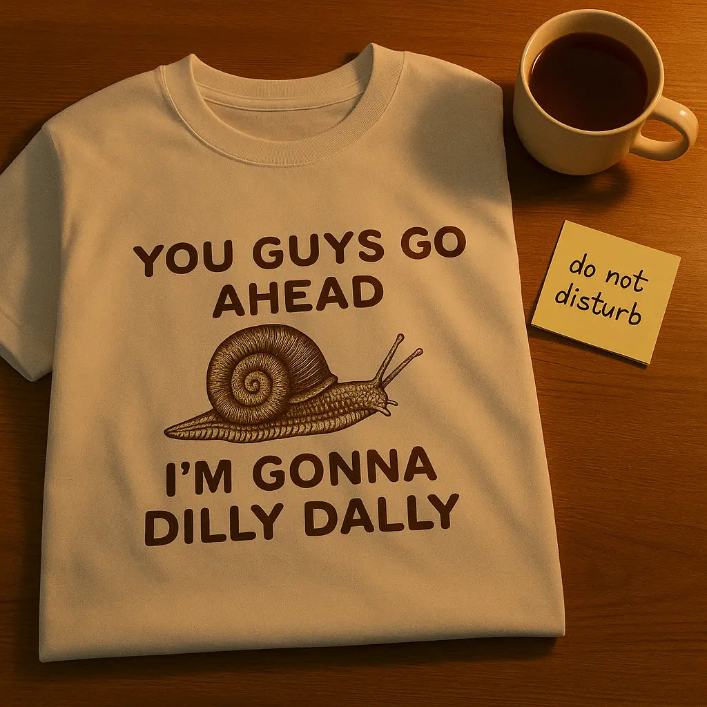 Go Ahead I Am Gonna Dilly Dally Tshirt Man Retro Funny Snail Minimalistic T-Shirt Women Short Sleeve T Shirt Tees - Novarashop