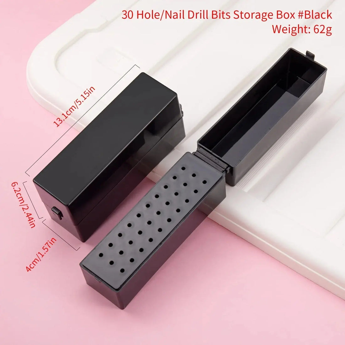 30/100 Hole 1PC of Various Styles Portable Organizer for Storing And Organizing Nail Drill Bits, Featuring a Dustproof Base Novara Shop