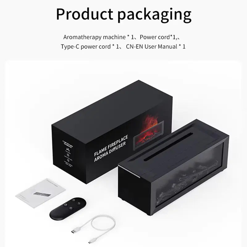 Creative Fireplace Air Humidifier Waterless Auto-Off Aroma Essential Oil Diffuser with LED Light &amp; Remote Control for Home Gift