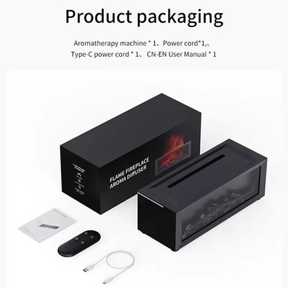 Creative Fireplace Air Humidifier Waterless Auto-Off Aroma Essential Oil Diffuser with LED Light &amp; Remote Control for Home Gift