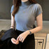 Fashion Woman Blouses Short Sleeve Summer Tops Blouse Women Turtleneck Knitted Blouse Shirt Women Tops Blouses DF4908 Novara Shop   Novara Shop