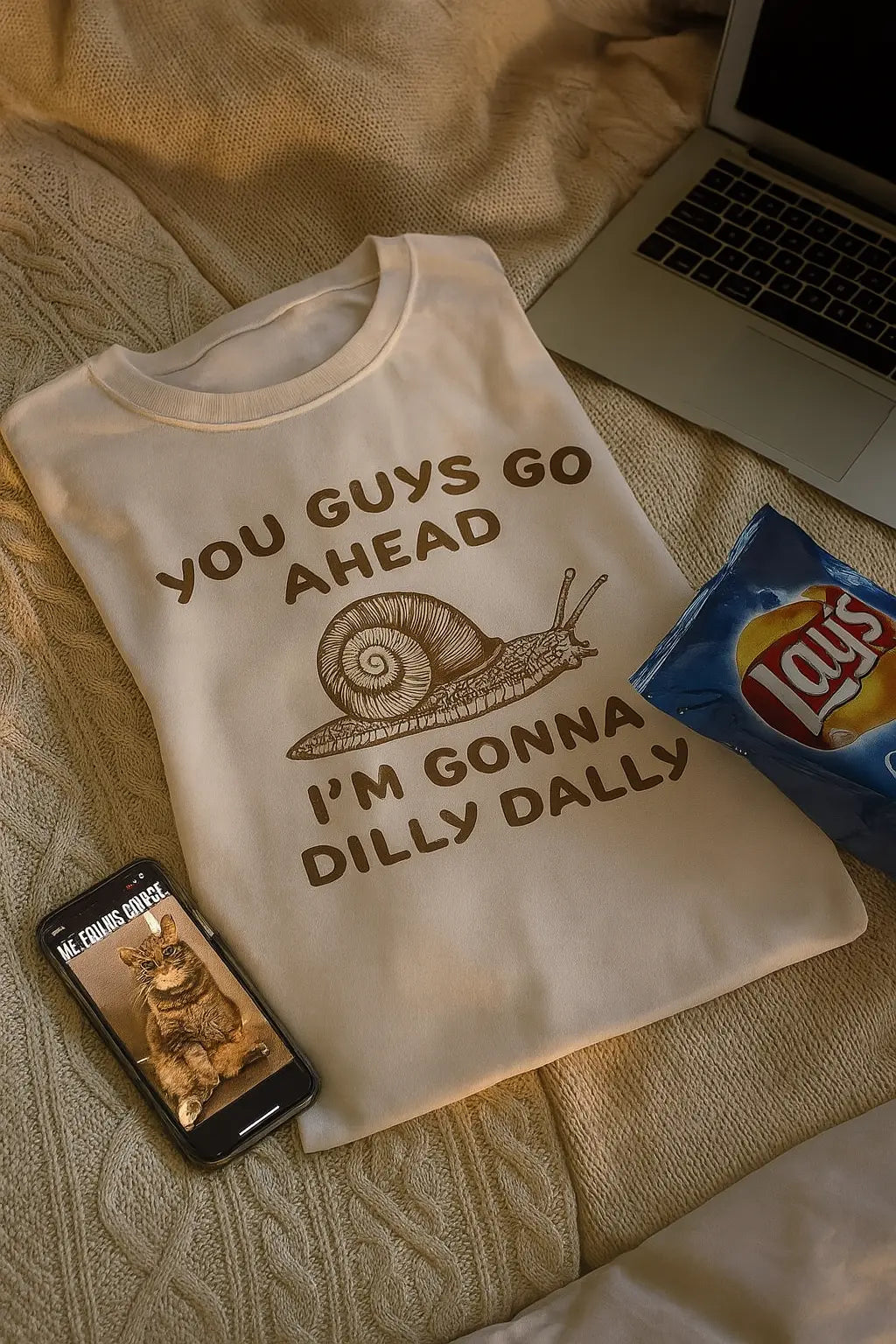 Go Ahead I Am Gonna Dilly Dally Tshirt Man Retro Funny Snail Minimalistic T-Shirt Women Short Sleeve T Shirt Tees - Novarashop