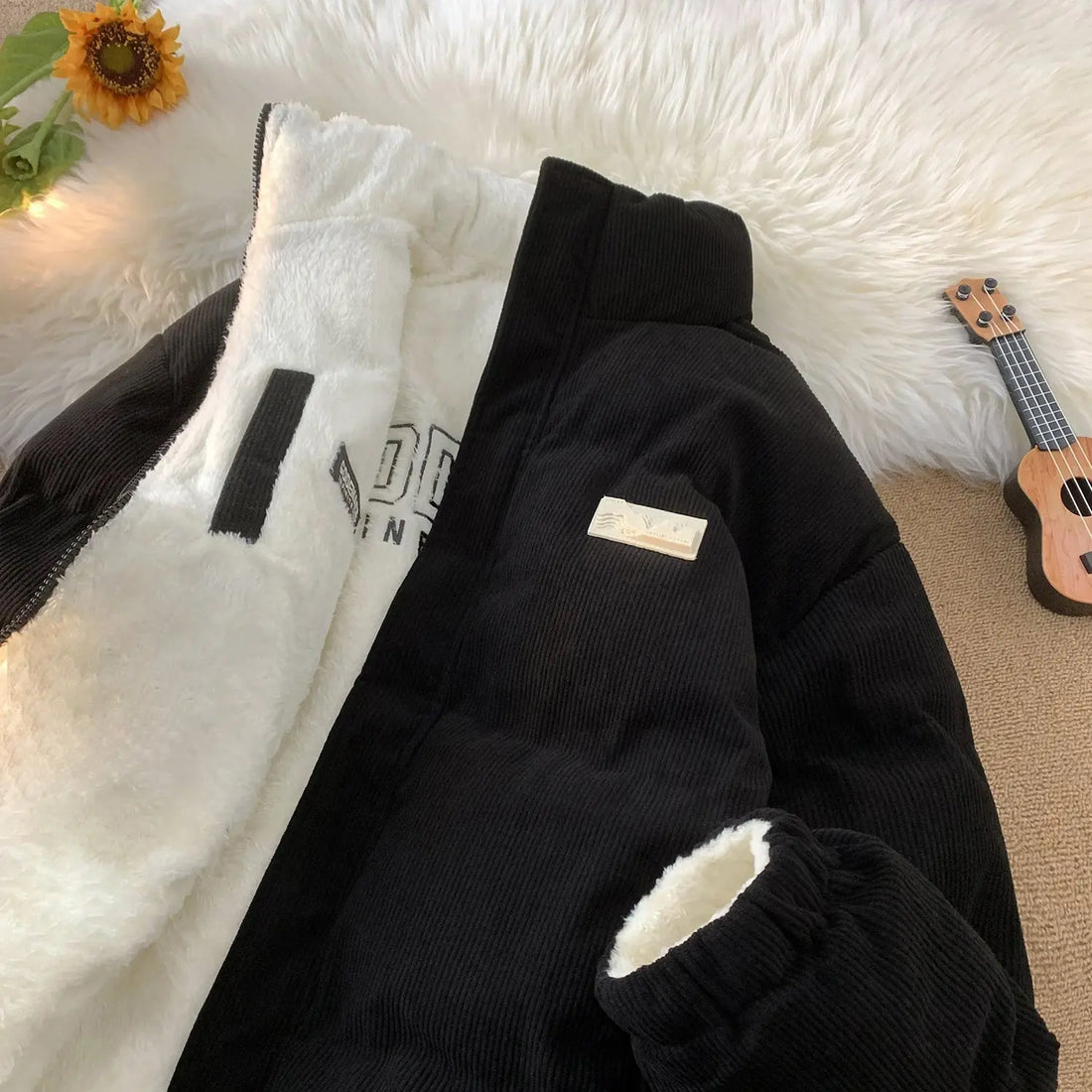 Thickened Double-sided Wear Berber Fleece Cotton Coat Cotton-padded Clothes For Men And Women Novara Shop  118.80 Novara Shop Ink Black / XL  118.80
