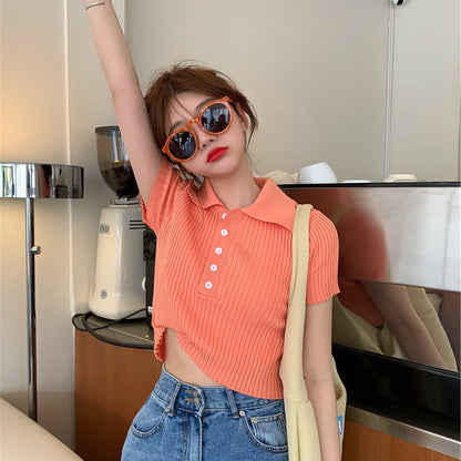 Lapel sweater pullover sweater Novara Shop  28.74 Novara Shop Orange / One size  28.74