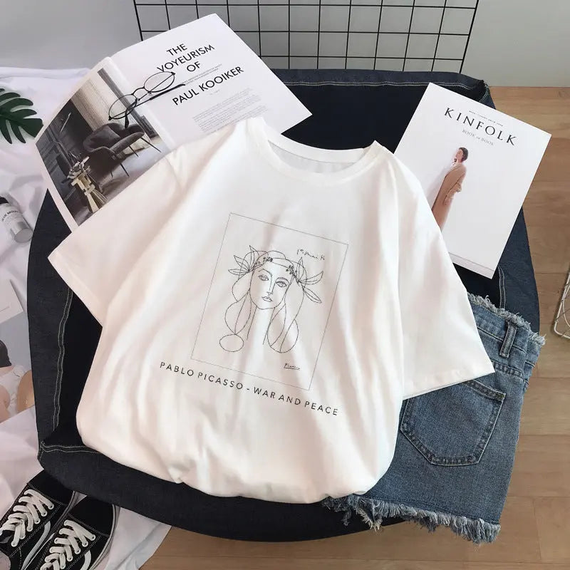 Sculpture Print T-Shirt Short Sleeve Women Novara Shop Sculpture Print T-Shirt Short Sleeve Women 17.99 Novara Shop 4 Style / XL Sculpture Print T-Shirt Short Sleeve Women 17.99