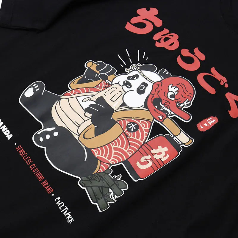 Japanese panda print T-shirt men and women Novara Shop   Novara Shop