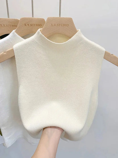 Women Knitted Tank Top Summer Fall Slim Sweater Short Sleeveless Solid Spring Autumn Sweaters Pullovers 2025 Novara Shop   Novara Shop