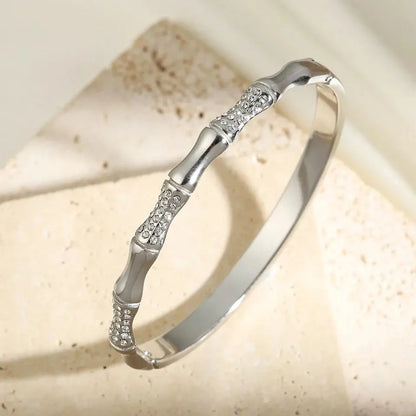Fashion Smooth Ring Bamboo Shape Stainless Steel Bracelets F Novara Shop   Novara Shop
