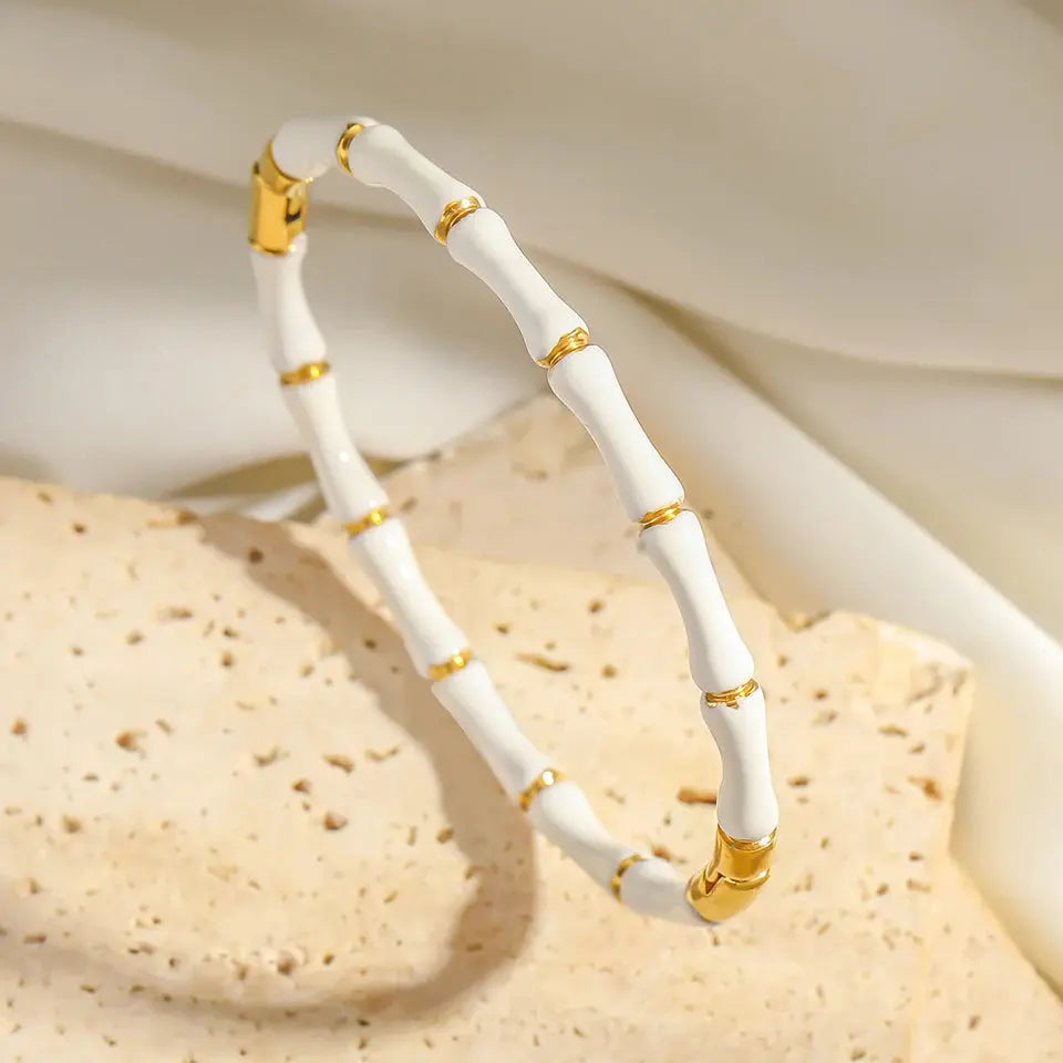 Fashion Smooth Ring Bamboo Shape Stainless Steel Bracelets F Novara Shop   Novara Shop