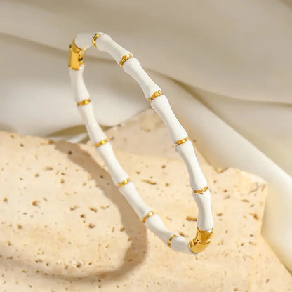 Fashion Smooth Ring Bamboo Shape Stainless Steel Bracelets F Novara Shop   Novara Shop