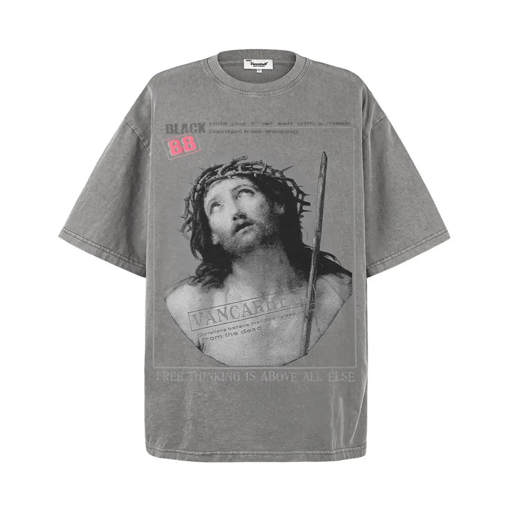 Vintage Print Short Sleeves T-shirt Men Novara Shop   Novara Shop