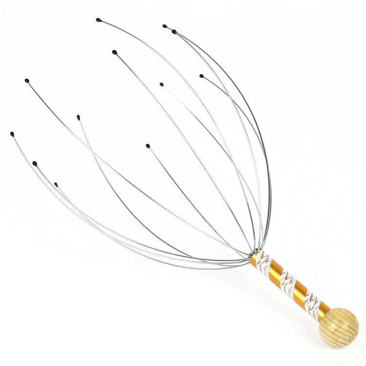 1PC Octopus Head Massager Stainless Steel Engraved Head Relaxer Brain Massage Claw Scalp Scratcher Itch Reliever Random Color Novara Shop   Novara Shop
