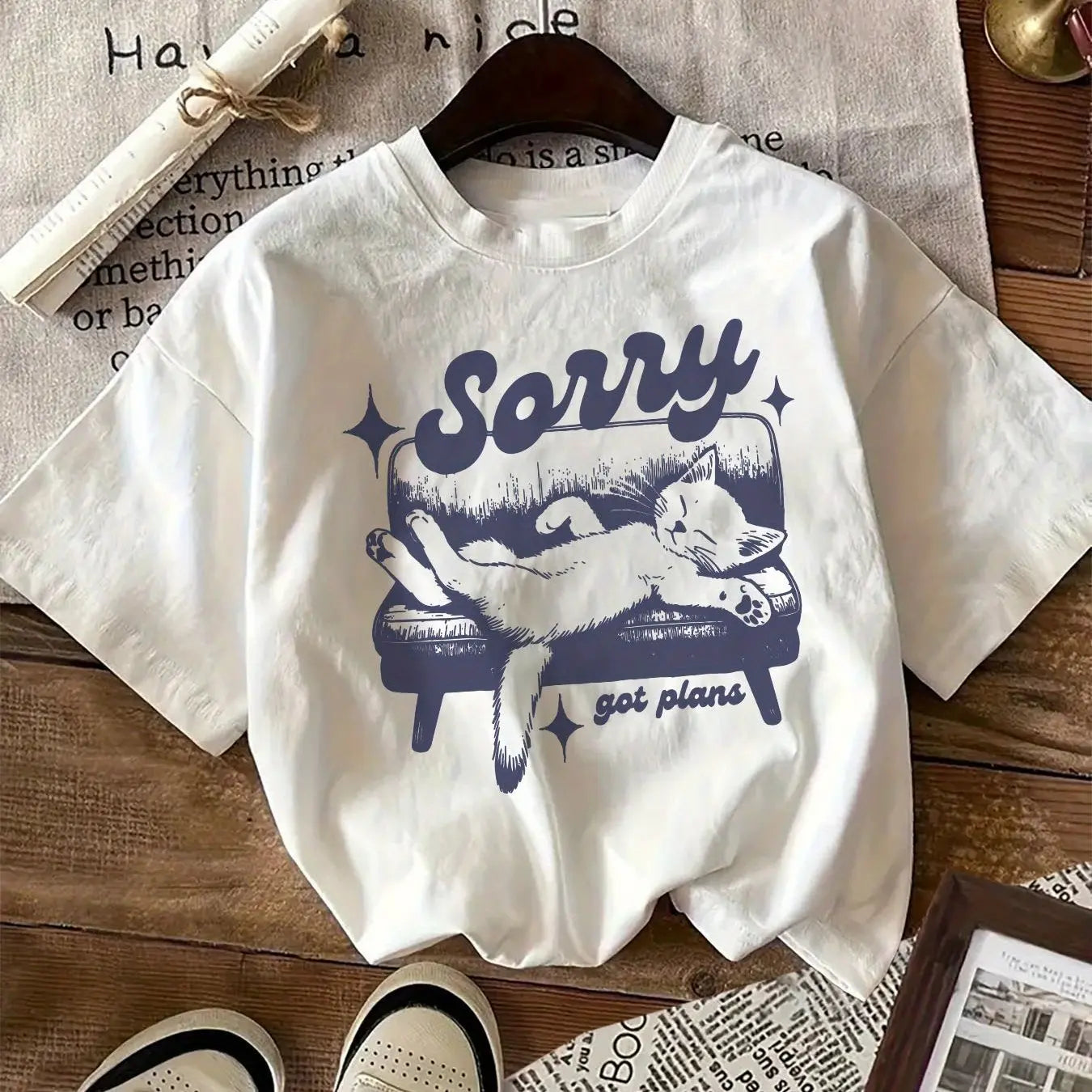 Sorry Cat Print Cotton T-shirt For Women Novara Shop  23.99 Novara Shop White / XXXL  23.99