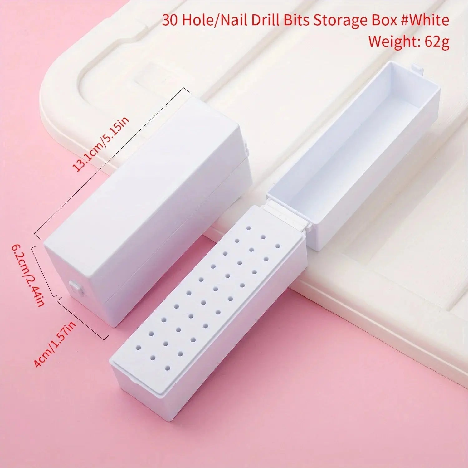 30/100 Hole 1PC of Various Styles Portable Organizer for Storing And Organizing Nail Drill Bits, Featuring a Dustproof Base Novara Shop