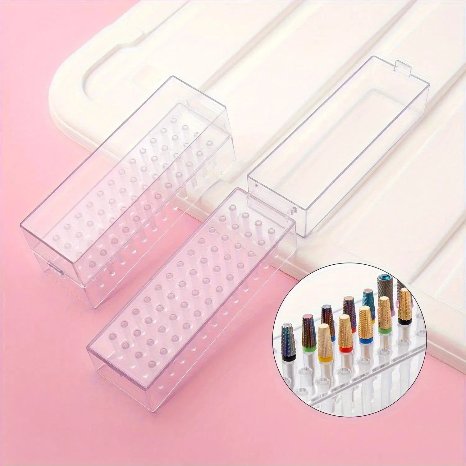 30/100 Hole 1PC of Various Styles Portable Organizer for Storing And Organizing Nail Drill Bits, Featuring a Dustproof Base Novara Shop
