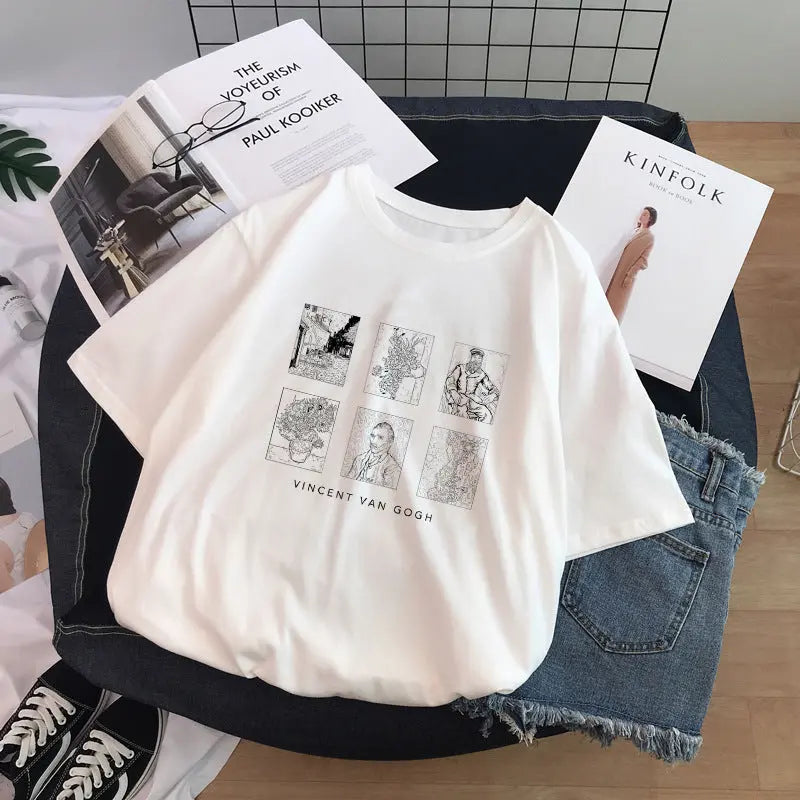 Sculpture Print T-Shirt Short Sleeve Women Novara Shop Sculpture Print T-Shirt Short Sleeve Women 17.99 Novara Shop 1 Style / XL Sculpture Print T-Shirt Short Sleeve Women 17.99