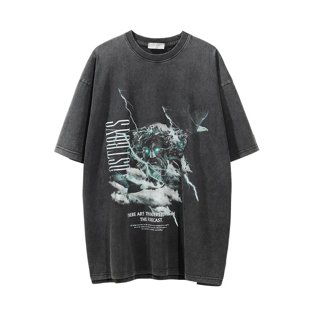 Devil Print Washed T-shirt Men Novara Shop   Novara Shop