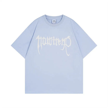 Art Letter Print Short-sleeve Punk High Street Novara Shop  37.00 Novara Shop Blue / XXL  37.00
