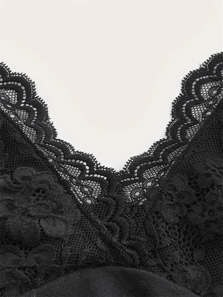 Goth Grunge Halter Top - Black Lace Patchwork Backless Ruched Tank Top for Women | Y2K Summer Streetwear Novara Shop   Novara Shop