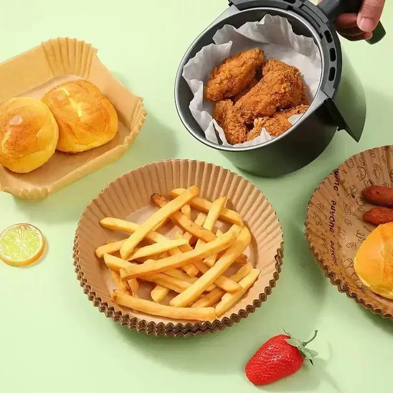 50pcs/set Air Fryer Disposable Paper Parchment Wood Pulp Steamer Cheesecake Air Fryer Accessories Baking Paper For Air Fryer Novara Shop   Novara Shop