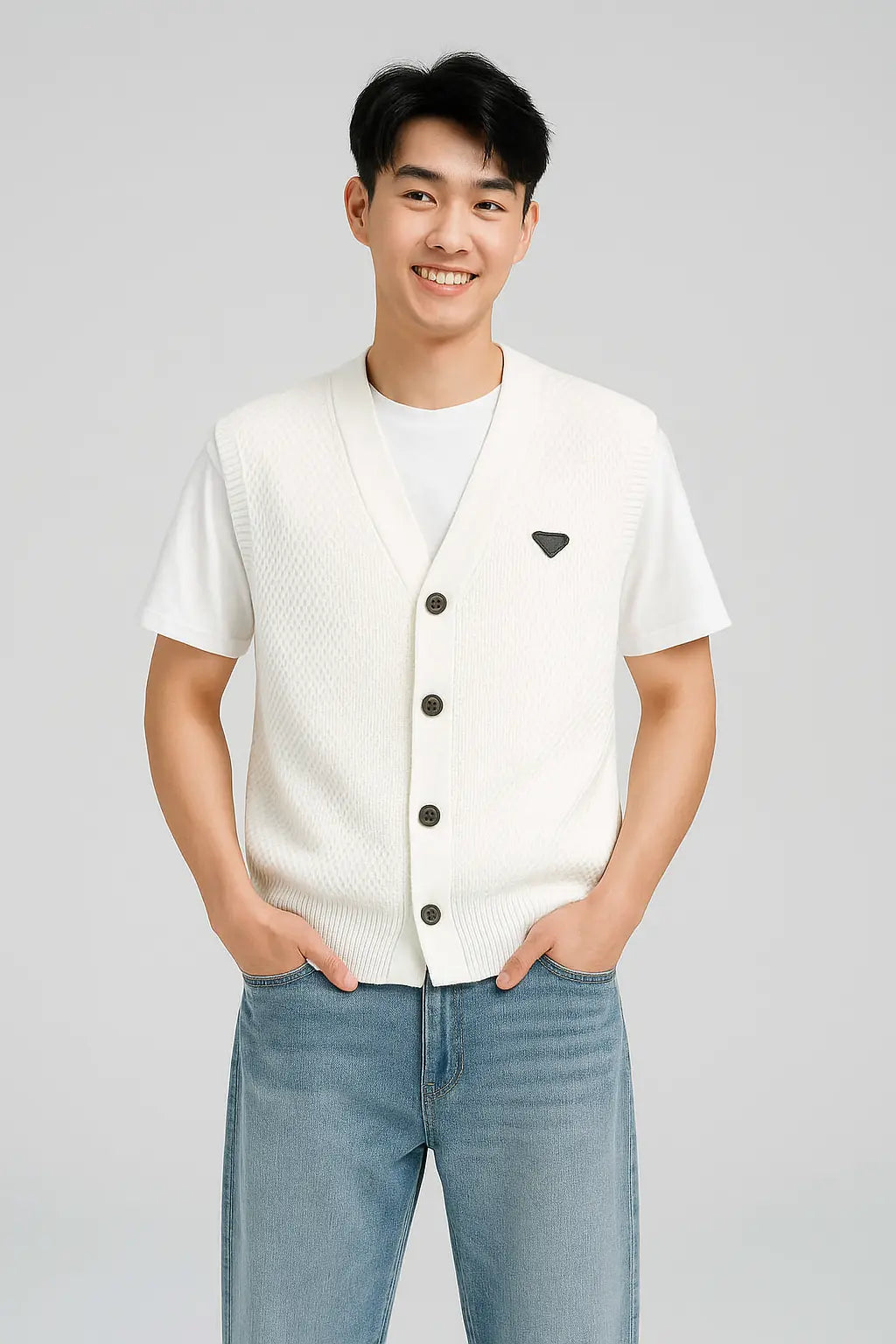2025 Spring Summer Knitted Cardigan Vest Men&