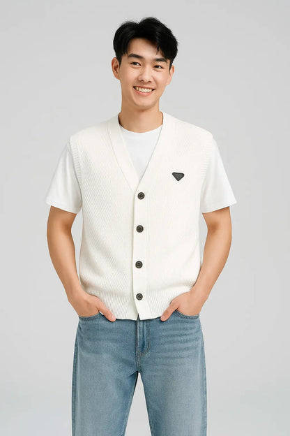 2025 Spring Summer Knitted Cardigan Vest Men&