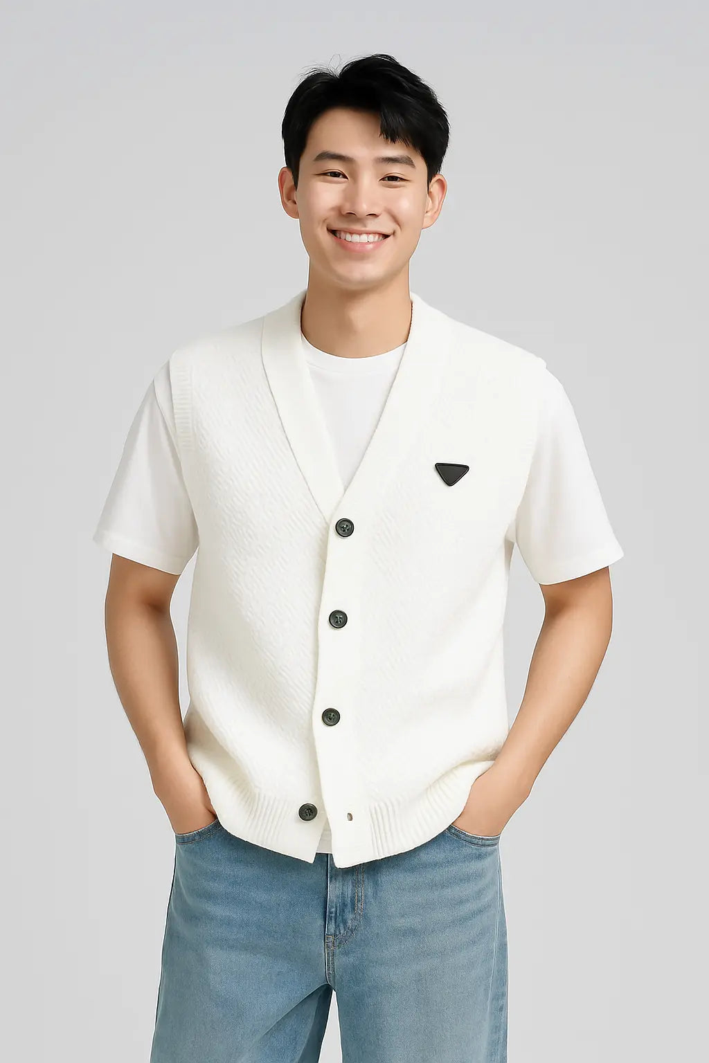 2025 Spring Summer Knitted Cardigan Vest Men&